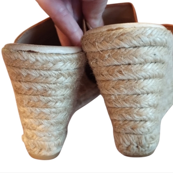 Gaimo Wedge Brown Leather Slide Sandals - Picture 8 of 8